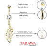 Piercing nombril feuille dorée avec strass