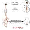 Piercing nombril feuille or rose avec strass