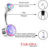 Piercing nombril titane pierre d'opale 4 et 6mm