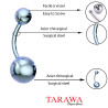 Piercing nombril double bille titane anodisé bleu - Tarawa Piercing