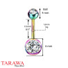 Piercing nombril titane deux strass arc en ciel