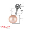 Piercing nombril perle de culture 8 mm bouton rose - Tarawa