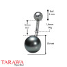 Piercing nombril perle de culture 9 mm bouton noir - Tarawa