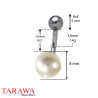 Piercing nombril perle de culture 8 mm bouton blanche - Tarawa