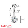 Piercing nombril Titane G23 double cristal - Piercing Tarawa.com