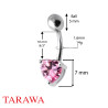 Piercing nombril argent avec cœur en cristal 7 mm - Tarawa Piercing