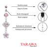 Piercing nombril pendentif double Fleur cristal rose| Tarawa.com