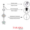 Piercing nombril pendentif double Fleur cristal blanc | Tarawa.com