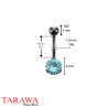 Piercing nombril black line cristal turquoise 3 grif - Tarawa piercing