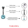 Piercing nombril black line cristal turquoise 3 grif - Tarawa piercing