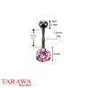 Piercing nombril black line cristal rose 3 grif - Tarawa piercing