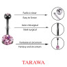 Piercing nombril black line cristal rose 3 grif - Tarawa piercing