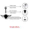 Piercing nombril Coeur Tattoo cristal noir Ailes - Tarawa piercing