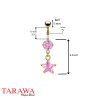 Piercing nombril pendentif étoile rose plaqué or  - Tarawa piercing