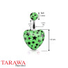 Piercing nombril coeur Vert fluo - Tarawa.com