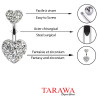 Piercing nombril double coeur cristal- Tarawa.com
