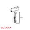 Piercing nombril pendentif 3 plume cristal - Tarawa.com