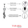Piercing nombril pendentif 3 plume cristal - Tarawa.com