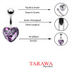 Piercing nombril coeur acrylique violet  motif léopard - Tarawa piercing
