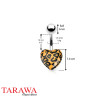 Piercing nombril coeur acrylique orange motif léopard - Tarawa piercing