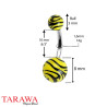 Piercing Nombril fluo zébré noir et jaune - Piercing Tarawa.com