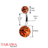 Piercing Nombril fluo zébré noir et orange - Piercing Tarawa.com