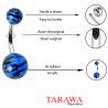 Piercing Nombril fluo zébré noir et bleu - Piercing Tarawa.com
