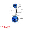Piercing Nombril fluo zébré noir et bleu - Piercing Tarawa.com