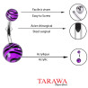 Piercing Nombril fluo zébré noir et violet - Piercing Tarawa.com