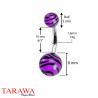 Piercing Nombril fluo zébré noir et violet - Piercing Tarawa.com