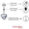Piercing Nombril motif coeur cristal - Tarawa.com