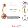 Piercing nombril Acier doré mat cristal rose - Tarawa.com