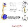 Piercing nombril Acier doré mat cristal bleu - Tarawa.com