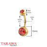 Piercing nombril Acier doré mat cristal rouge - Tarawa.com