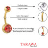 Piercing nombril Acier doré mat cristal rouge - Tarawa.com