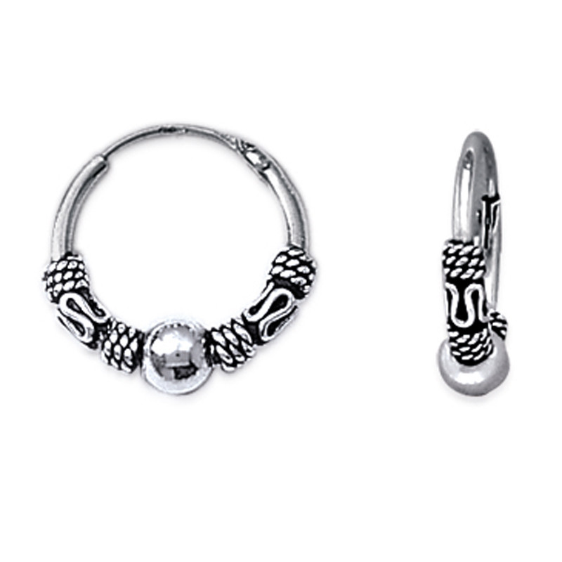 Boucle d’oreille argent motif ethnique - Vendu à l'unité