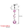 Piercing nombril pendant twist cristal rose - Tarawa piercing