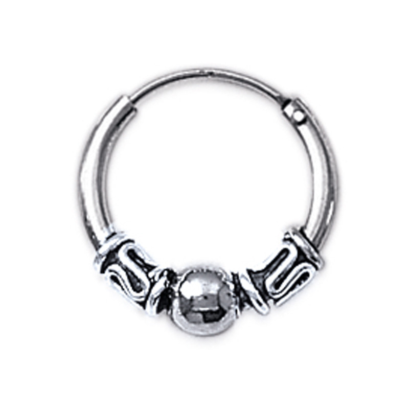 Boucle d’oreille anneau en argent 925 rodhié – Élégance sculptée Tarawa - Vendu à l'unité