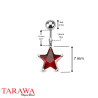 Piercing nombril étoile 7mm rouge - Piercing Tarawa