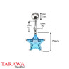 Piercing nombril étoile 7mm turquoise - Piercing Tarawa