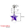 Piercing nombril étoile cristal violet 10mm - Piercing Tarawa