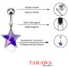 Piercing nombril étoile cristal violet 10mm - Piercing Tarawa