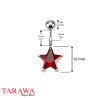 Piercing nombril étoile cristal rouge 10mm - Piercing Tarawa