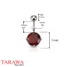 Piercing nombril solitaire rouge 7mm - Tarawa.com