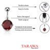 Piercing nombril solitaire rouge 7mm - Tarawa.com