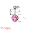 Piercing nombril solitaire rose 7mm - Tarawa.com