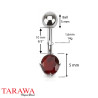 Piercing nombril solitaire rouge 5mm - Tarawa.com