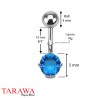Piercing nombril solitaire turquoise 5mm - Tarawa.com