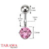 Piercing nombril solitaire rose 5mm - Tarawa.com