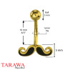 Piercing nombril Moustache Doré - Tarawa.com